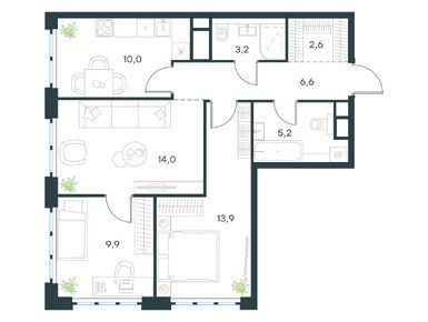 Планировки трехкомнатные в Level Южнопортовая