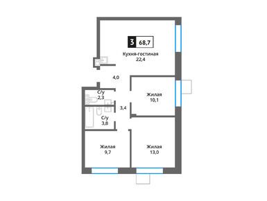 Планировки трехкомнатные в Никольский квартал «Отрада»