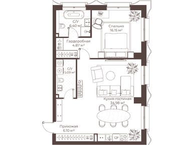 1-комнатная 73.59 кв.м, Клубный дом «Воронцовъ», 109 120 641 руб.