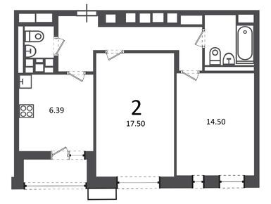 Планировки двухкомнатные в Жилой дом «5-я ул. Соколиной Горы, д. 21А»