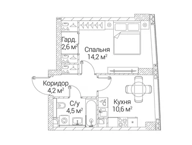 1-комнатная 36.10 кв.м, ЖК «Сезар Будущее», 22 682 352 руб.