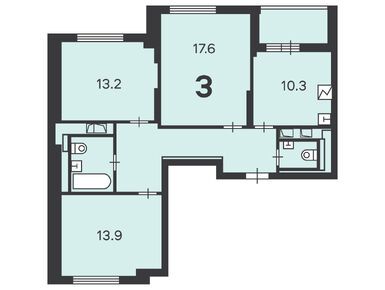 Планировки трехкомнатные в Жилой дом «Промышленный пр-д, д. 4»