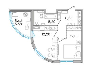 Планировки однокомнатные в «Дом-Мегалит в Королеве»