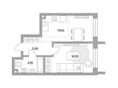 1-комнатная 39.05 кв.м, ЖК MYPRIORITY Дубровка (Май Приорити Дубровка), 18 886 917 руб.