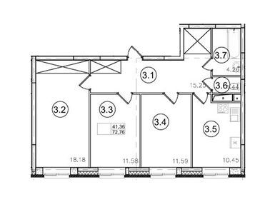 Планировки трехкомнатные в ЖК «Портал»