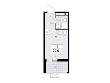 Студия 20.60 кв.м, Жилой район «Скандинавия», 10 556 470 руб.