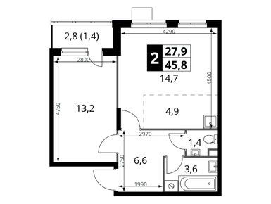Планировки двухкомнатные в ЖК «1-й Донской» (Первый Донской)