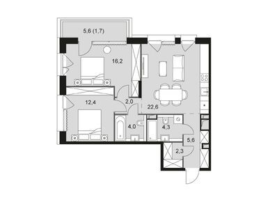 2-комнатная 71.10 кв.м, ЖК The Lake (Лэйк), 41 220 936 руб.