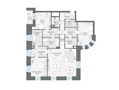 Планировки трехкомнатные в Дом «Чистые Пруды»