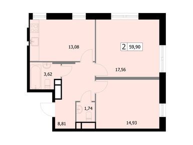 Планировки двухкомнатные в ЖК Парковый квартал Self (Селф)