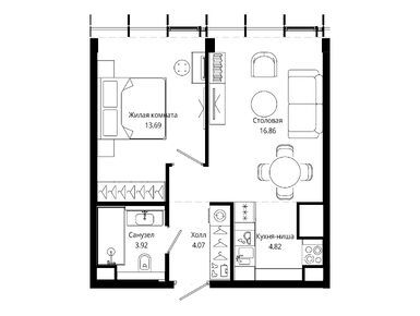1-комнатная 43.60 кв.м, ЖК «Мод», 29 473 164 руб.