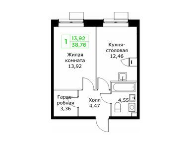 Планировки однокомнатные в ЖК «КИТ 2»