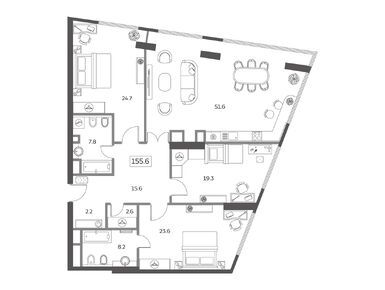 4-комнатная 155.60 кв.м, ЖК Sky House (Скай Хаус), 74 684 176 руб.