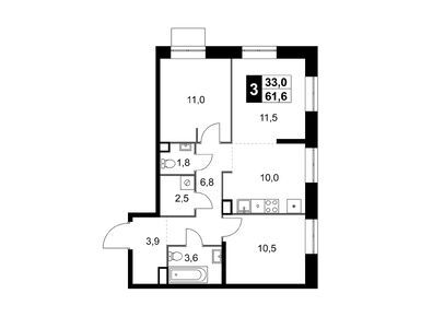 Планировки трехкомнатные в ЖК «1-й Измайловский» (Первый Измайловский)