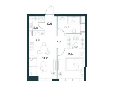 2-комнатная 46.90 кв.м, ЖК SHIFT (Шифт), 56 397 250 руб.