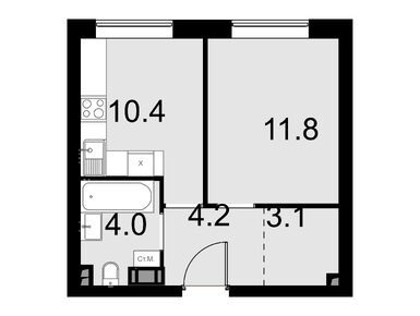 1-комнатные 33.50 кв.м, Дом Malevich, 12 127 000 руб.