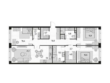 Планировки четырехкомнатные в Жилой квартал PRIDE (Прайд)