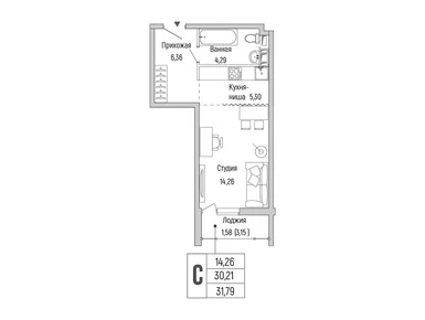 Студия 31.79 кв.м, ЖК Riga Hills (Рига Хиллс), 9 625 611 руб.