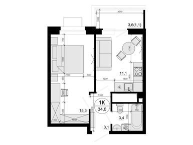 Планировки однокомнатные в ЖК «Одинцовские кварталы»