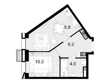 Планировки двухкомнатные в ЖК «Новая Звезда II очередь»