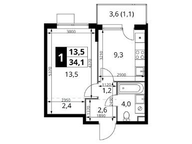 Планировки однокомнатные в ЖК «1-й Шереметьевский» (Первый Шереметьевский)