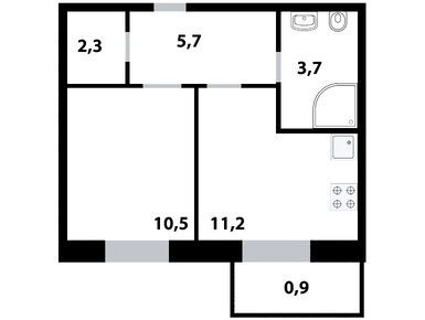 1-комнатная 35.60 кв.м, ЖК «Союзный», 10 831 000 руб.