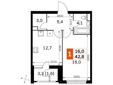 1-комнатная 40.60 кв.м, ЖК «Скай Гарден», 18 448 640 руб.