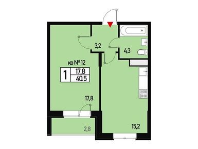 1-комнатная 40.00 кв.м, Эко-район «Борисоглебское», 6 699 000 руб.