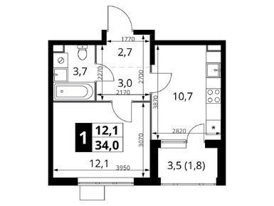 Планировки однокомнатные в ЖК «1-й Шереметьевский» (Первый Шереметьевский)
