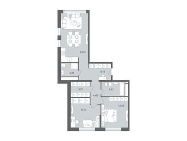 Планировки двухкомнатные в Жилой квартал HEADLINER (Хедлайнер)