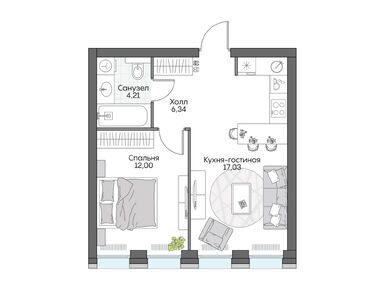 Планировки 1-к. апартаменты в Insider (Инсайдер)