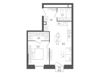 1-комнатная 42.20 кв.м, ЖК PAVE (Пэйв), 23 559 078 руб.