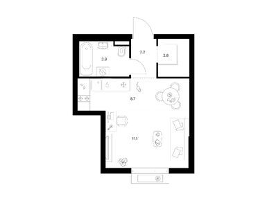 Студия 28.70 кв.м, Саларьево парк, 12 108 530 руб.