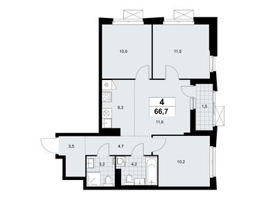Планировки четырехкомнатные в ЖК «Дзен-кварталы»