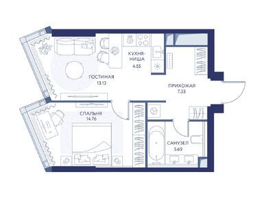 1-комнатная 45.40 кв.м, ЖК «ХАЙДАУТ», 36 068 583 руб.