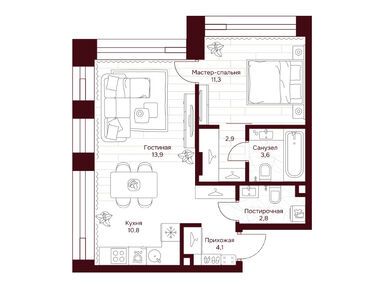 1-комнатная 48.90 кв.м, ЖК «Дом 7 Даниловский», 50 464 800 руб.