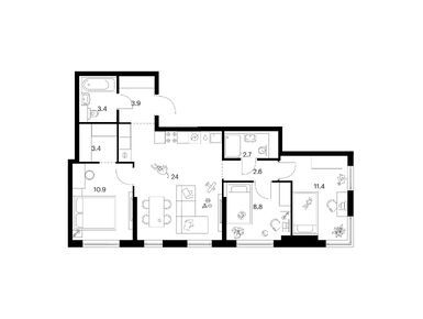 Планировки трехкомнатные в 2-й Иртышский