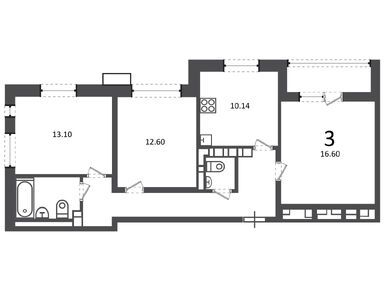 Планировки трехкомнатные в Жилой дом «5-я ул. Соколиной Горы, д. 21А»