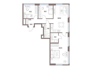 Планировки трехкомнатные в ЖК «Акценты»