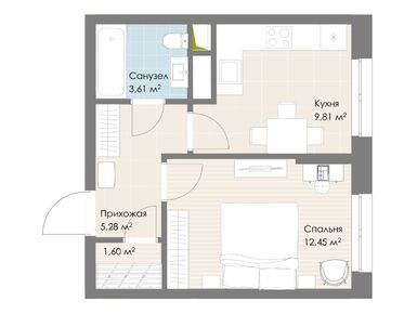 Планировки однокомнатные в ЖК «Дюна»