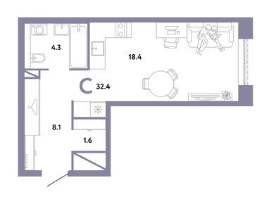 Студия 32.40 кв.м, ЖК «Страна. Заречная», 16 290 000 руб.