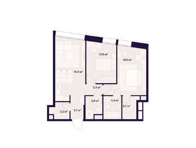 Планировки двухкомнатные в Квартал здоровой жизни «СОЮЗ»