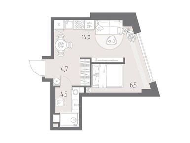 Планировки однокомнатные в ЖК «Родина Парк»