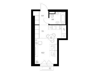 Студия 24.50 кв.м, Мичуринский парк, 15 185 100 руб.