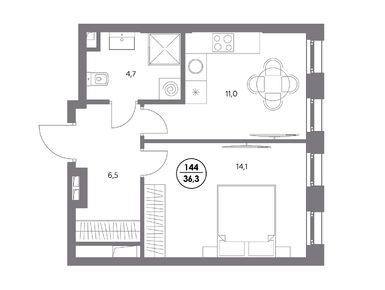 1-комнатная 36.30 кв.м, ЖК «Адмирал», 18 718 364 руб.