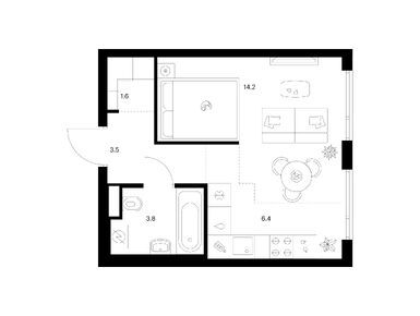 Планировки однокомнатные в Руставели 14