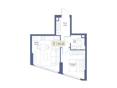 Планировки однокомнатные в ЖК «А22»