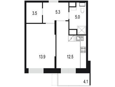 1-комнатная 44.30 кв.м, ЖК «Союзный», 10 436 000 руб.