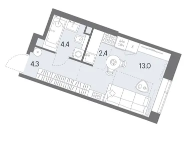 Студия 24.10 кв.м, ЖК «Родина Переделкино», 15 125 019 руб.