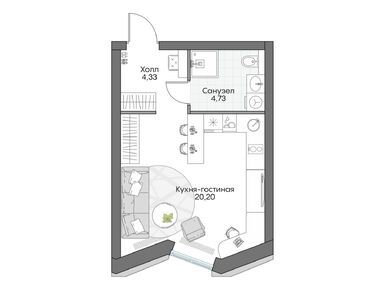 Студия 29.40 кв.м, Insider (Инсайдер), 14 935 421 руб.